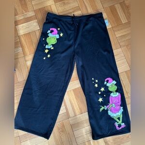 NWT The Grinch Women’s 3X Pajama Bottoms Christmas Black Green & Pink Sweatpants